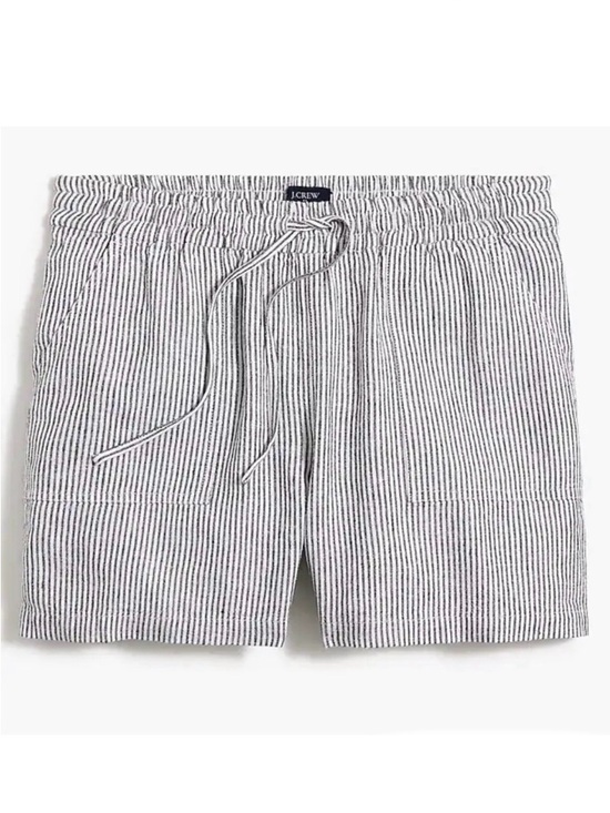 J. Crew Factory Pants - J. Crew Drawstring Linen Black and White Striped Shorts